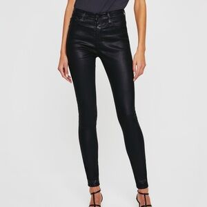 AG Adriano Goldschmied Charcoal Leather Leggings Jeans size 28
